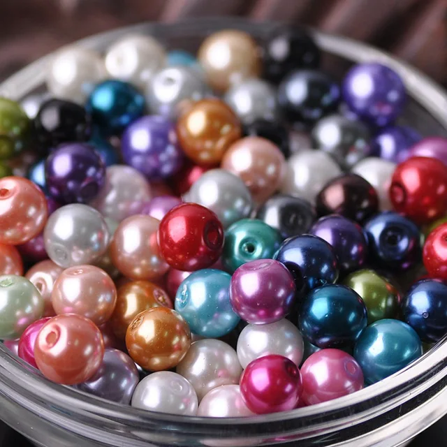 Lot Colors Round Pearl Coated Glass 4mm 6mm 8mm 10mm 12mm 14mm 16mm Loose Spacer Beads for Jewelry Making DIY Crafts Random Mixed