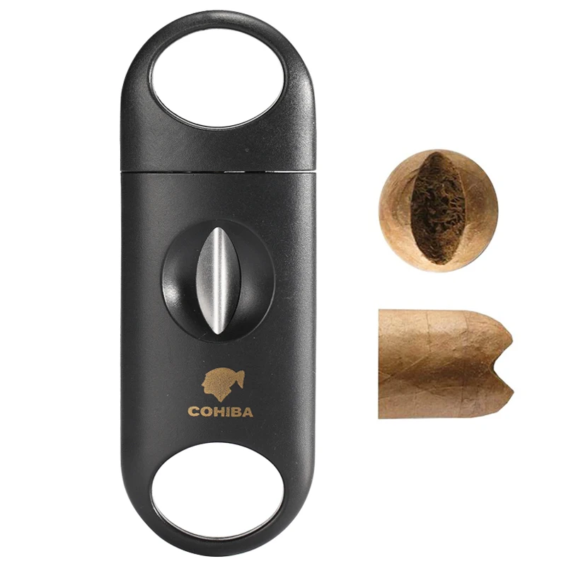 

COHIBA Cigar Cutter Sharp Stainless Steel Cigar Guillotine Pocket V-Cut Clipper Cigar Accessories Scissors