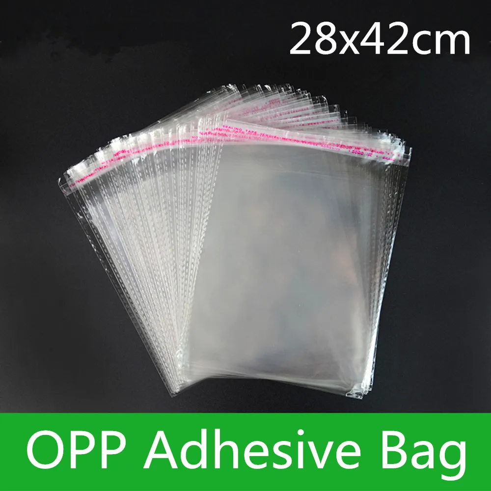 

100pcs 28*42cm Self Adhesive Clear OPP/Poly Wedding Dresses Bag Transparent OPP Bag Plastic Baby Clothing Packaging OPP Bag