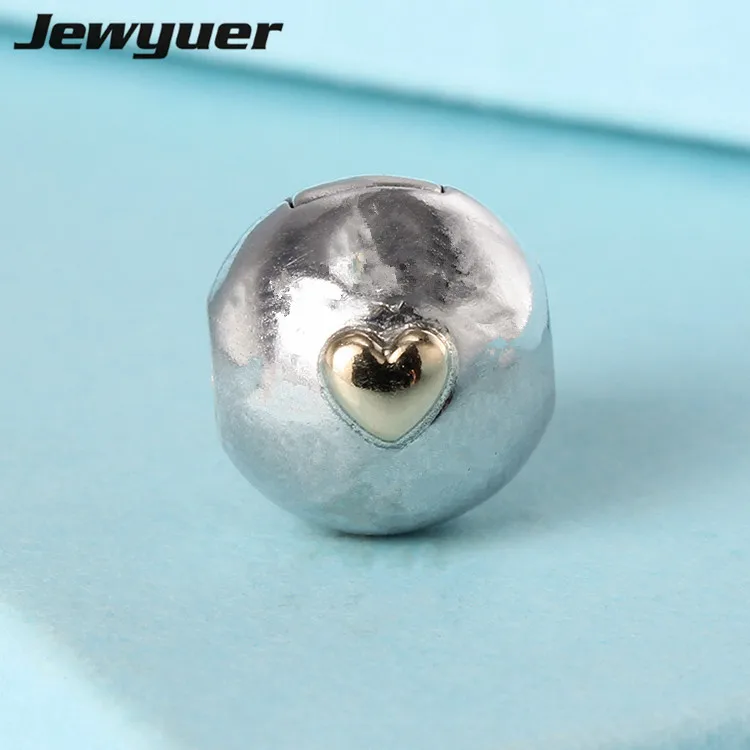 New autumn clip charms with gold heart Fit charm bead 925 sterling silver bracelets pendants DIY for women fine jewelry GD119