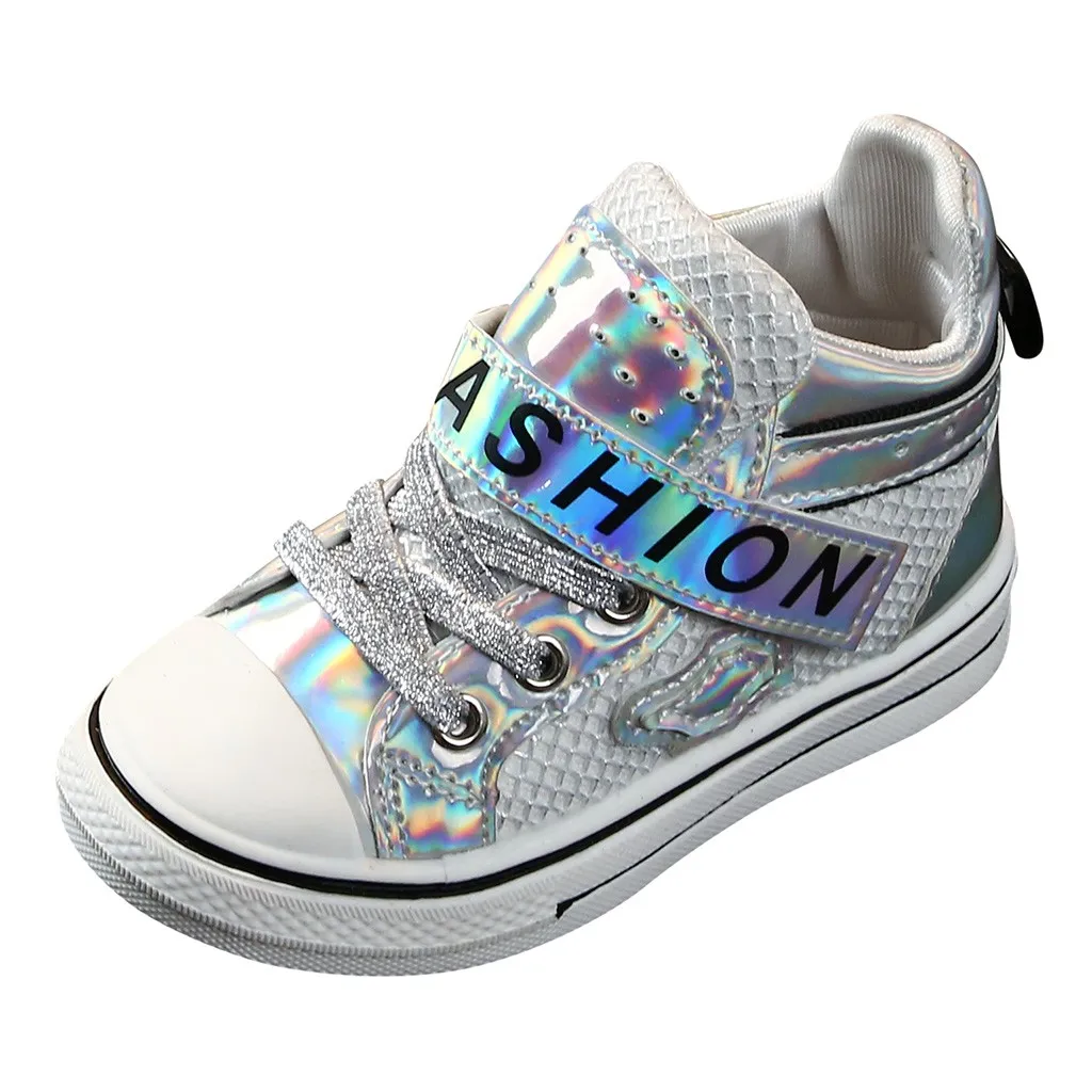 Детские ботинки для маленьких девочек; спортивные кроссовки со светящимися вставками; короткие ботинки; ботиночки; обувь для девочек - Цвет: Silver B