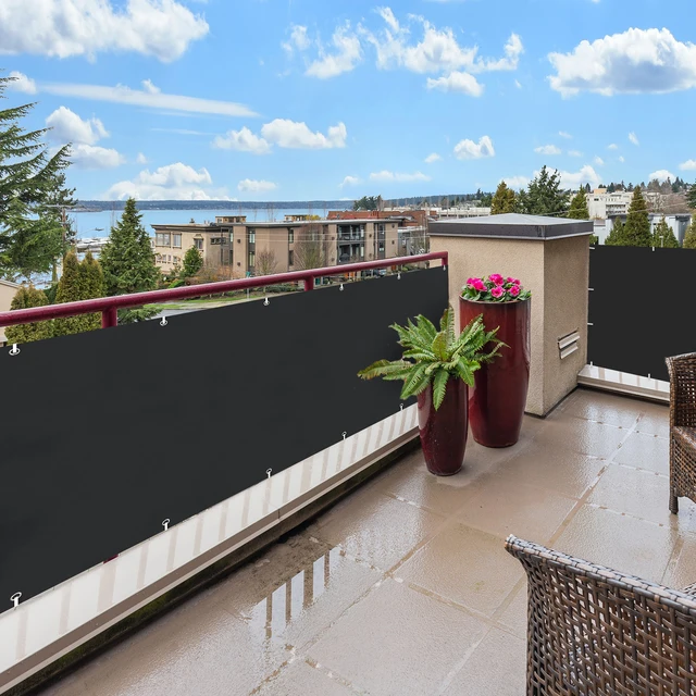 Erkéllyel Rendelkező Adatvédelmi Képernyő 90 X 500 Cm Átlátszatlan Erkély Borító Surround Szél És Uv Védelem Vízálló Szemlélekkel A Teraszhoz - Image 3