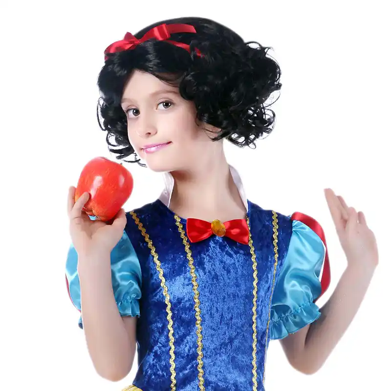 Children Girls Wig Kids Snow White Princess Cosplay Party Snow