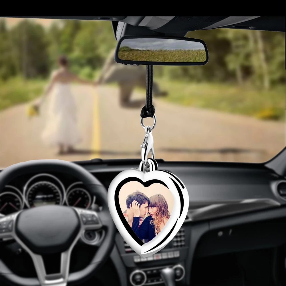 Creative Car Pendant Photo Frame Auto Ornaments Interior Rear View Mirror Decoration Love Family Girl Friends Photos Cars Gifts car decoration accessories car pendant