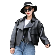 Из натуральной кожи; сезон осень куртка Для женщин Хай-стрит в режиме реального пальто из овчины; Весенняя Новая модная женская кожаная куртка