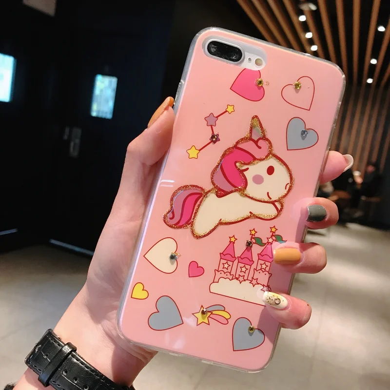 

Anime pony phone case For iPhone 11 Pro X XS Max XR 8 7 6 6s Plus Cartoon unicorn shatter-resistant mobile phone back cover capa