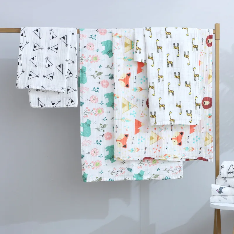 1pc Muslin 100% Cotton Newborn Swaddles Soft Baby Boy Girls Blankets Bath Gauze Infant Wrap Sleepsack Stroller Cover Play Mat 2