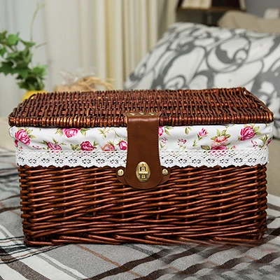 Креативная бамбуковая плетеная корзина для хранения с крышкой с замком для хранения одежды, коробка для хранения игрушек, органайзер, коробка для хранения