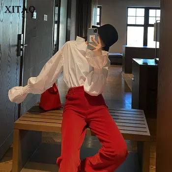 

XITAO Elegant Princess Style Women Blouses White Ruffle Minority Long Sleeve Women Tops Spring New Fashion Vintage Shirt GCC3246