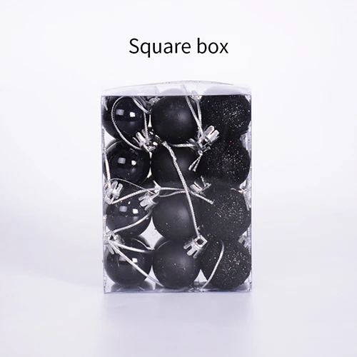 square black 24 шт. Рождественская елка Декор мяч ярких цветов 3 см безделушка Висячие рождественские украшения для дома Свадебные украшения Рождественские вечерние - Цвет: square black