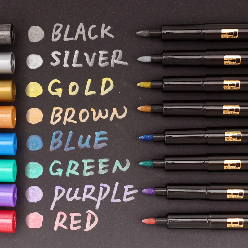 

8 Colors Marker Brush Pen Metallic Marker Water Paint Permanent Drawing DIY Photo Album Glass Paper Color Marker Drawing Gift