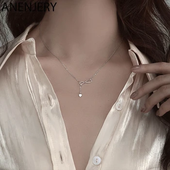 

ANENJERY Tiny Infinity Heart Pendant Necklaces for Women Choker Geometric Long Chain Necklace Jewelry Bridesmaid Gifts S-N715