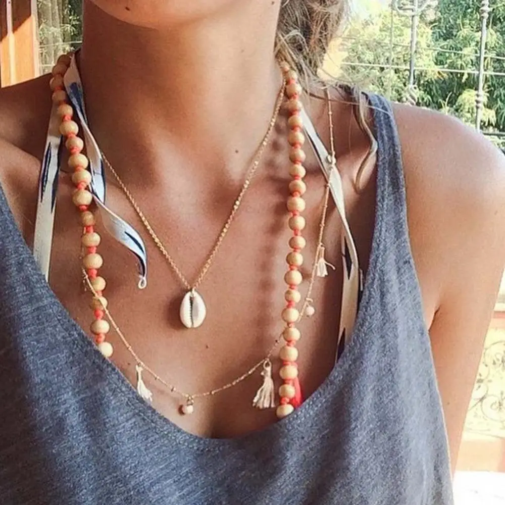 

2Pcs/Set Bohemian Style Conch Shell Pendant Necklace For Women Fashion Ocean Sea Beach Necklaces Boho Shell Jewelry