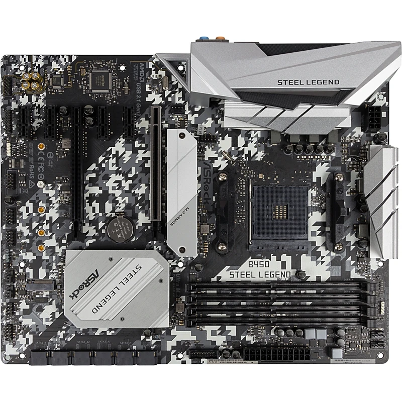 Материнская плата Asrock B450 STEEL LEGEND Soc-AM4 AMD B450 4xDDR4 ATX AC`97 8ch(7.1) GbLAN RAID+HDM