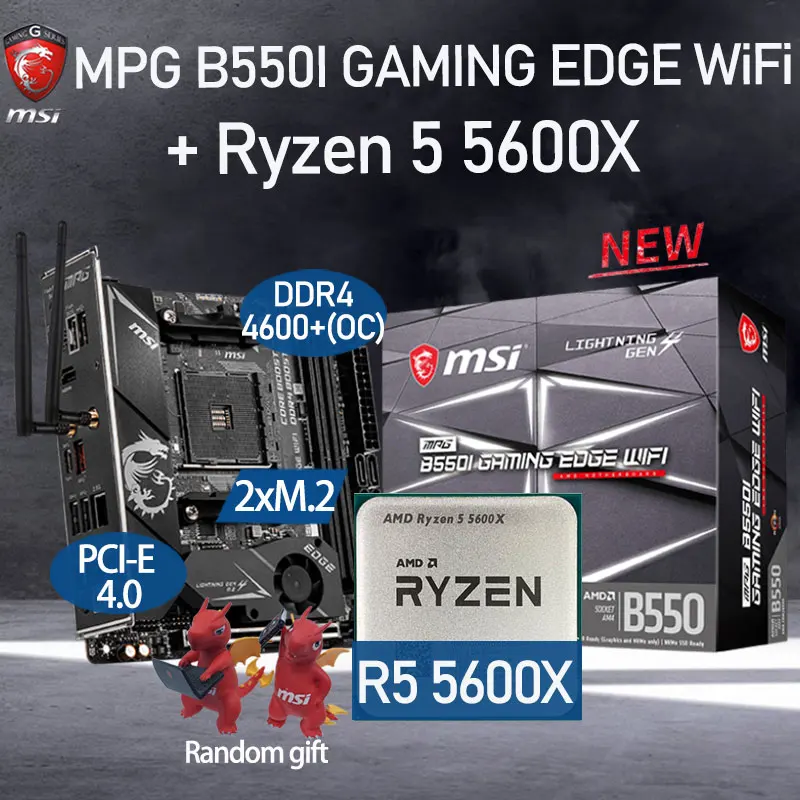 MSI MPG B550I GAMING EDGE WIFI Motherboard Set + AMD Kit Ryzen 5 5600X