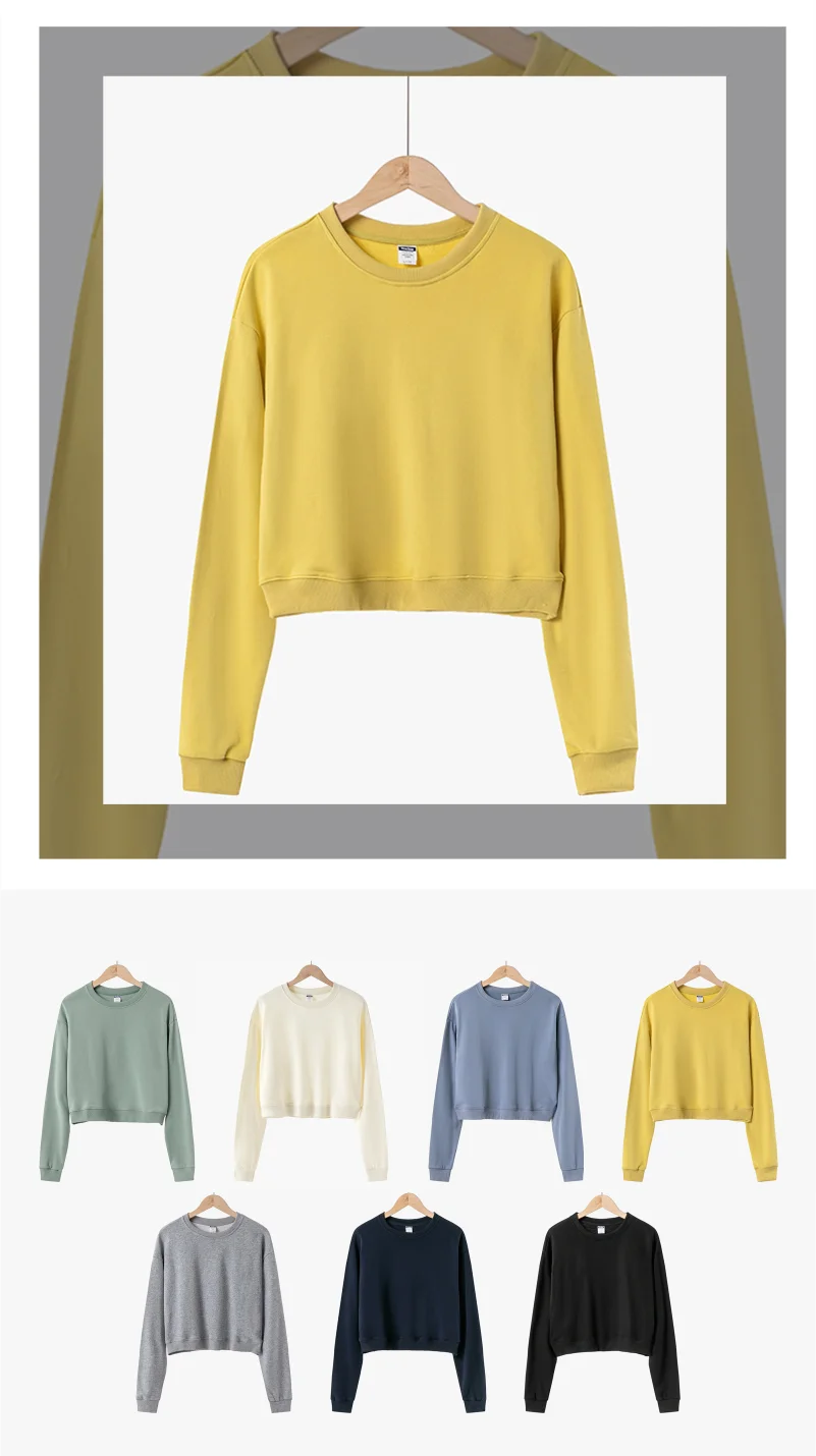 Women's Solid Color Casual Long-Sleeved Sweater Harajuku Crop Top Custom Printed Embroidery Logo Street Short-Sleeved Pullover turtleneck sweater