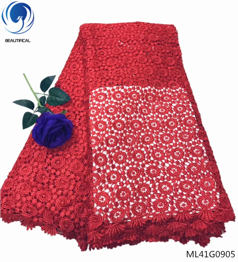 

BEAUTIFICAL guipure lace fabrics african cord lace fabrics with rhinestones water soluble lace for women 5yards ML41G09