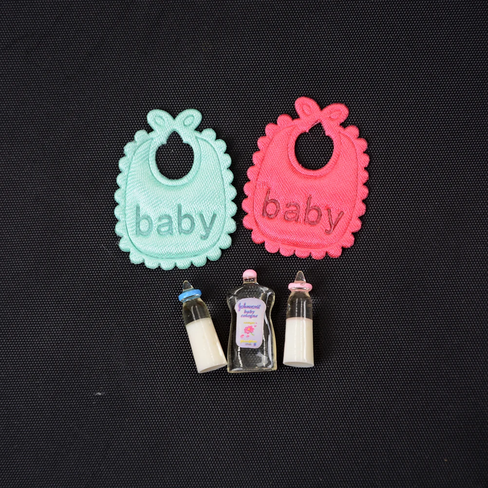 1:12 куклы миниатюрные детские бутылочки шампунь нагрудники набор детские аксессуары подарок - Цвет: As Pictrue