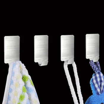

New 8pcs Adhesive Hook Stainless Steel Wall Key Hanger Hook Waterproof Shower Towel Clothes Rack Holder Bathroom Kitchen Accesso