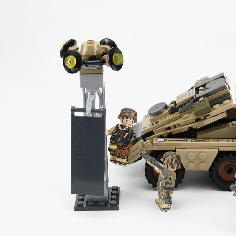 Militar do Exército Blocos de Construção Crianças para Brinquedos Alemão Veículo Blindado Soldados Figuras Arma Acessório Tijolos Ww2 Sd. Kfz.233z 9 High Quality Brinquedos e hobbies