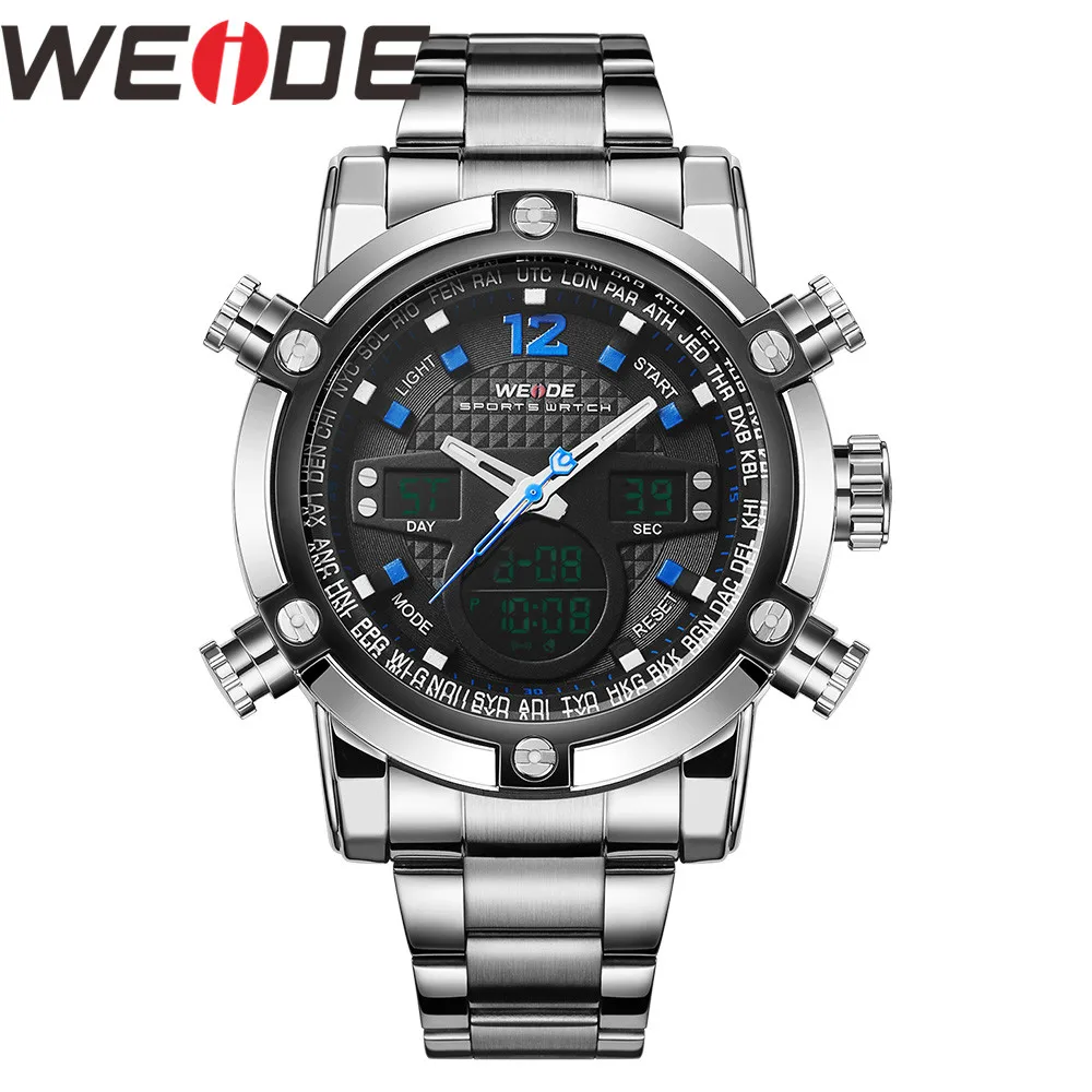 WEIDE Watch Men Relogio Masculino Watch Date Alarm Back Light Time Zone Quartz Relojes Men Digital Wrist LCD Men Reloj Men Watch