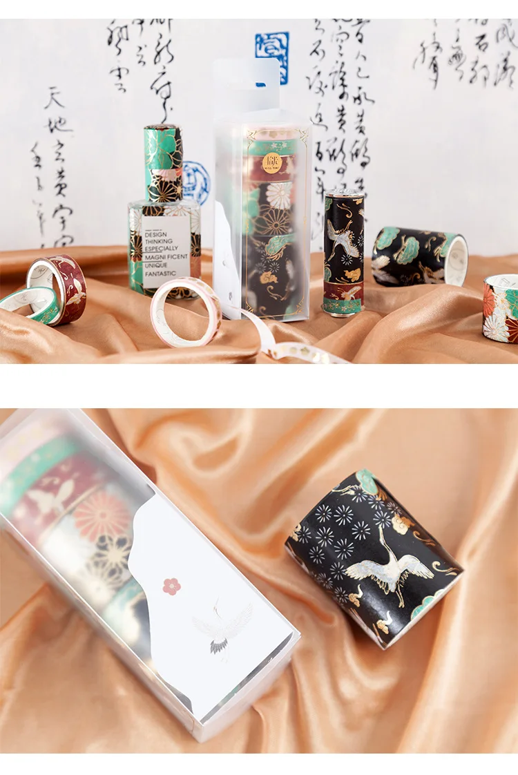 Pick up Light And Paper Tape Set Bronze Chinese-style Series PDA Diary DIY Decorative Sticker 5 Involved in 5 Election
