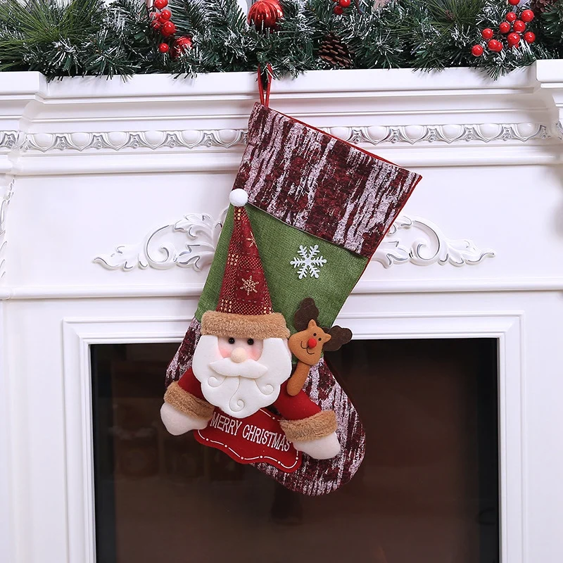 

1Pc 3D Elk Gift Candy Socks Holders Treat Bag Goodie Bag Table Decorations Xmas Stocking Hanging Christmas Tree Ornaments