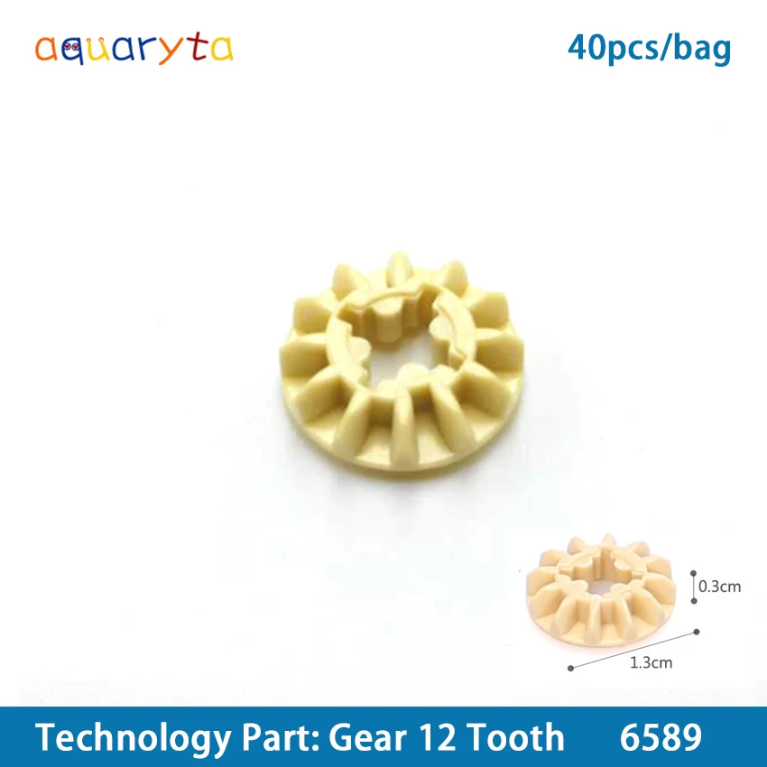 

Aquaryta 40pcs 6589 Gear 12 Tooth Technic Building Blocks Parts Assembles Compatible With 6589 DIY Educational Creative gift Toy