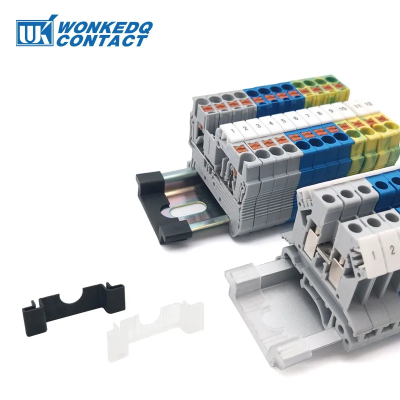 Din Rail Din Rail Terminal Block 2Pcs NS35-HT-B/T Din Rail Cut Resistant Protect 7.5 Thickness Black/Transparent Terminal Block End Cap Protector