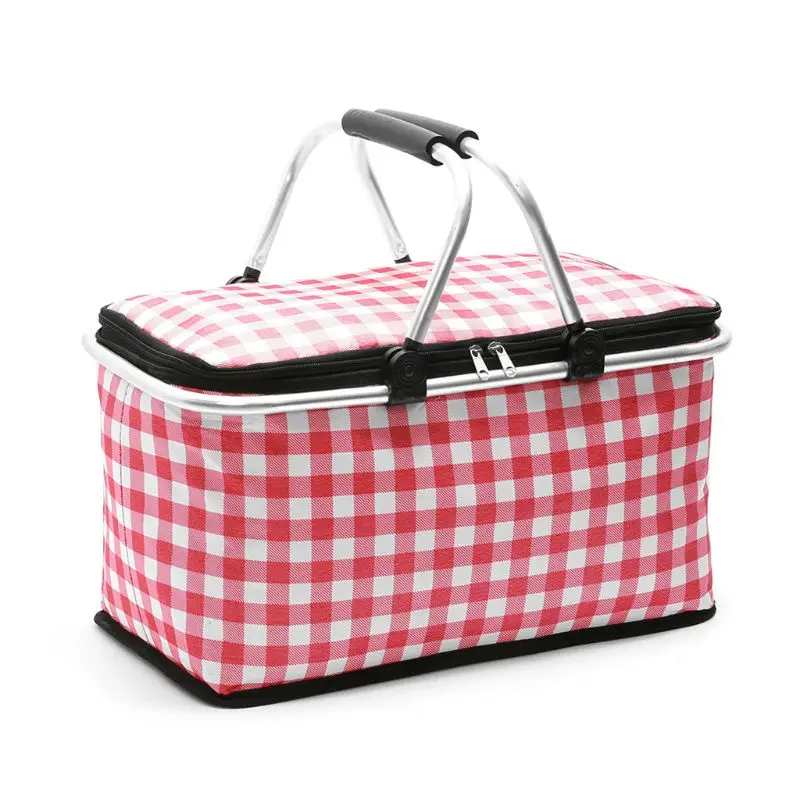 29L Large Capacity Insulated Picnic Basket BBQ Drinks Cooler Bag Collapsible Case for Family Outdoor TravelDescription