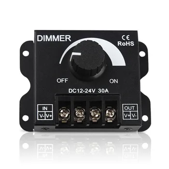 

Knob Switch Dimmer LED Controller DC 12V 24V 30A Aluminum Adjustable Brightness LED Controller for Single Color LED Strip Lights