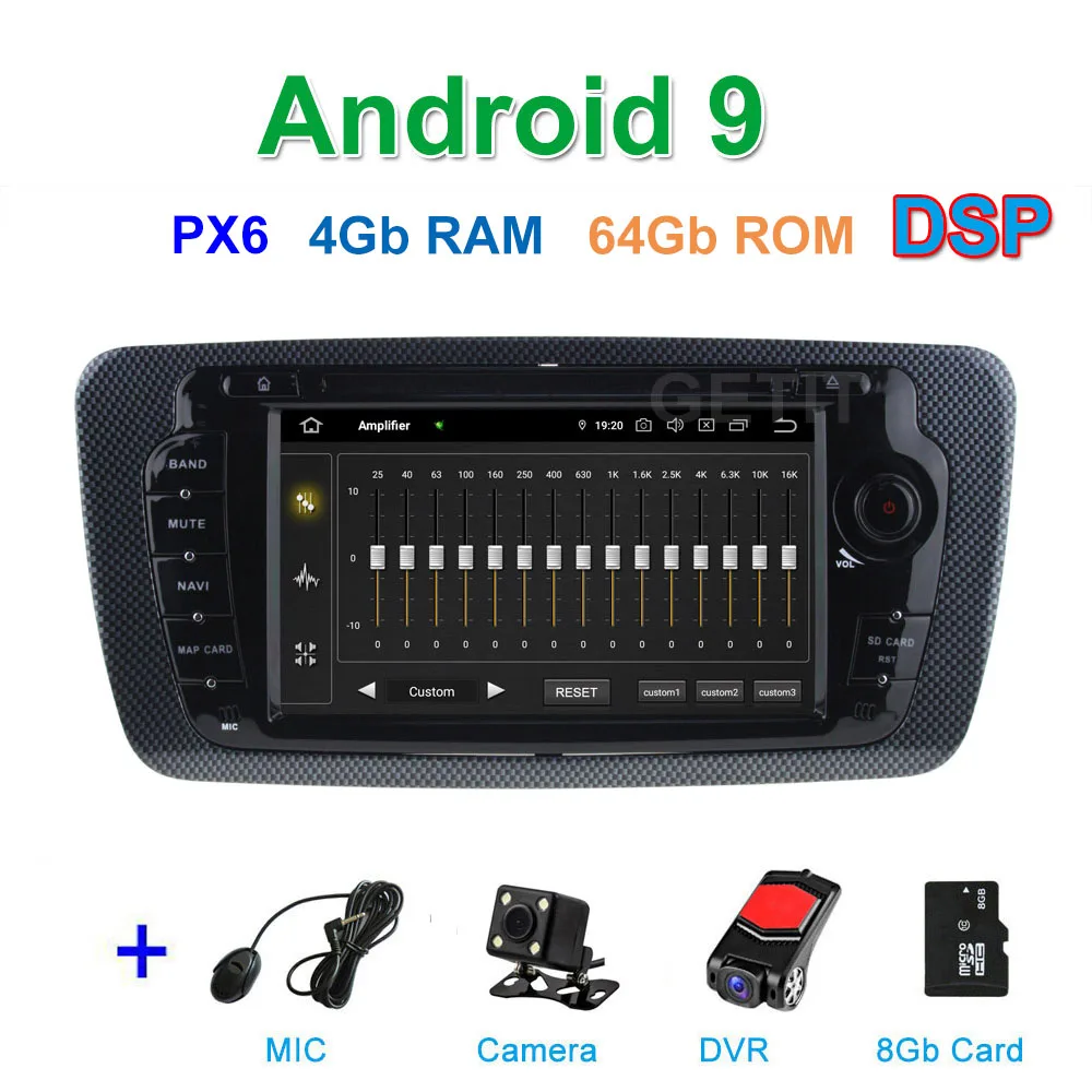 PX6 DSP Android 9 Автомобильный DVD стерео плеер gps для сиденья Ibiza 2009-2013 с радио WiFi BT - Цвет: DSP PX6 CAM DVR SD