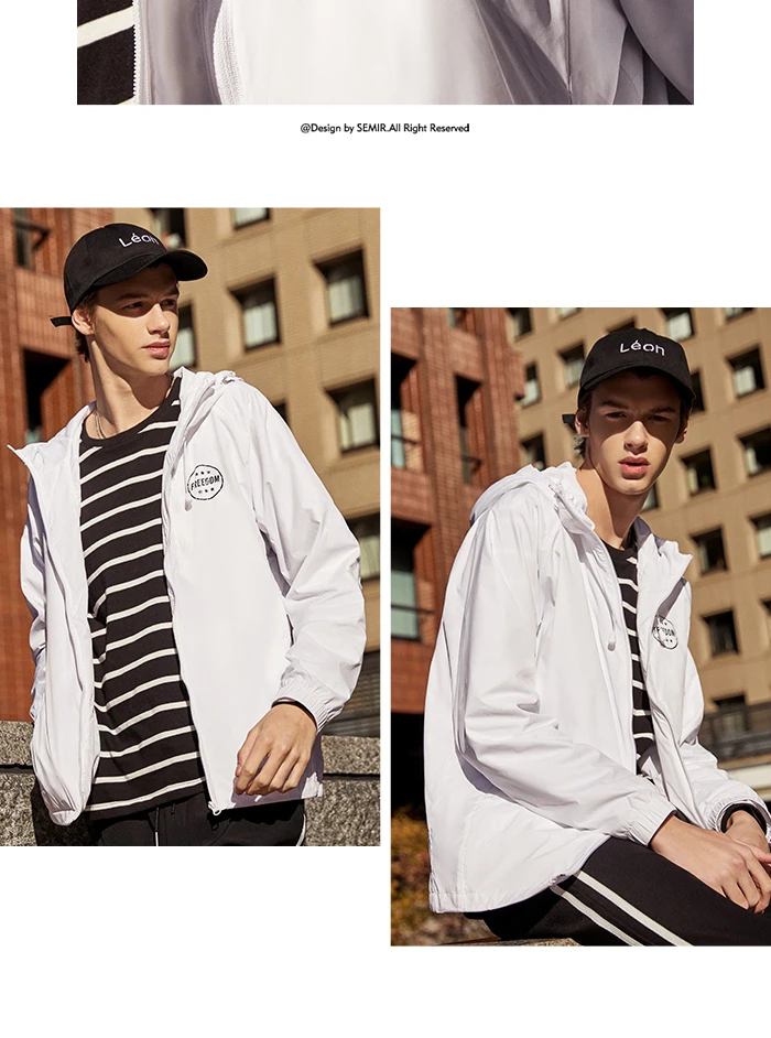 Semir куртка мужская весенняя куртка с капюшоном мужская новая Корейская Осенняя Спортивная повседневная верхняя одежда с принтом ветровка