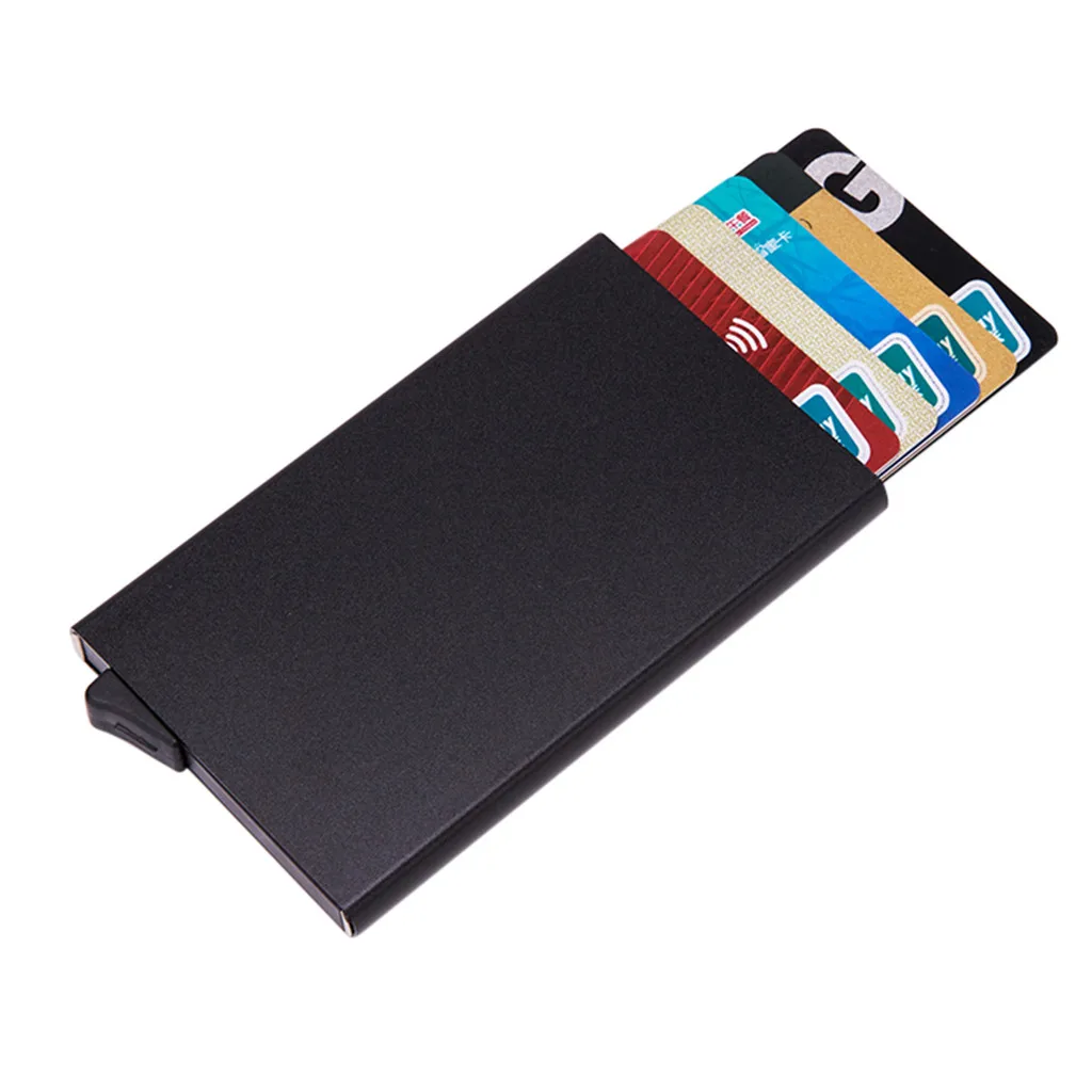 

High-Grade Alumina Solid Color Automatic Pop-Up Anti-Theft Bank Card Box Famous Pacchetto di carte da uomo Dropshipping #09163