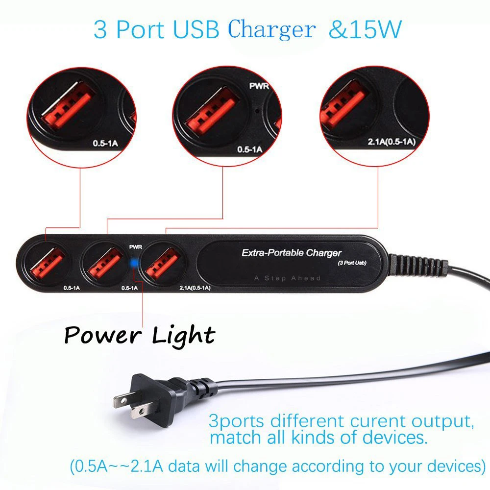 Мульти USB зарядное устройство очень портативный 3 порт адаптер питания для IPhone IPad