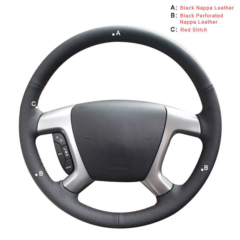 Авто оплетка на руль для Chevrolet Captiva 2007- Silverado GMC Sierra 2007-2013 Daewoo автомобильные чехлы на колеса - Название цвета: Nappa Leather