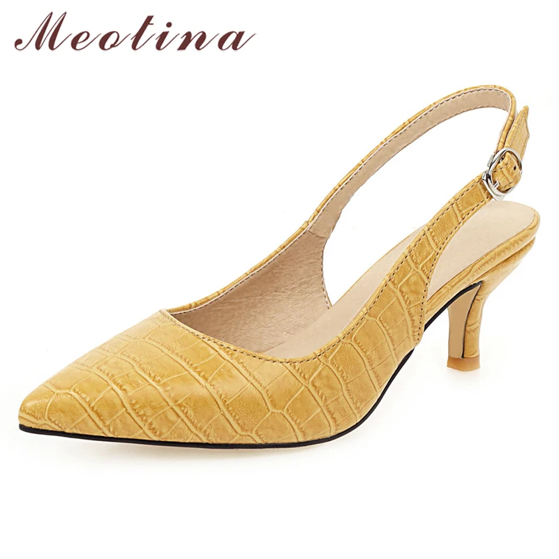 

Meotina High Heels Shoes Women Buckle Stiletto High Heels Slingbacks Shoes Elegant Pointed Toe Pumps Ladies Red Plus Size 34-46