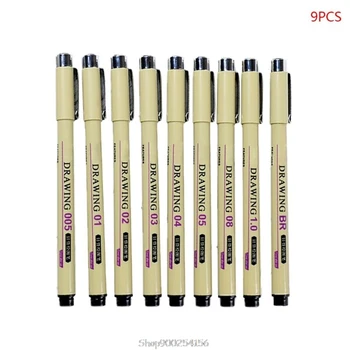 

6/7/8/9pcs Black Technical Graphic Fine Hook Line Painting Drawing Pen Sketch Ink Marker Pens N06 20 Dropship