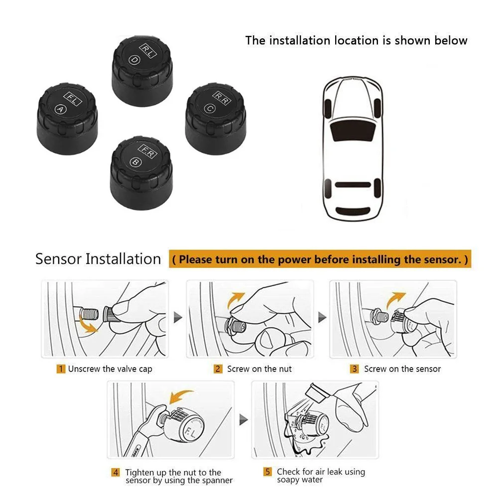 Vehemo система мониторинга состояния шин для авто USB беспроводной внешний датчик система контроля давления в шинах аварийный инструмент Анти-взрыв автомобильный TPMS цифровой