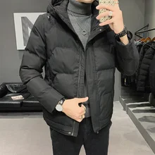 

Zipper Down Jacket Winter Fashion Slim Solid Jacket New Winter Hooded Cotton Garment Men Jacket Cotton Garment Large Men Jacket