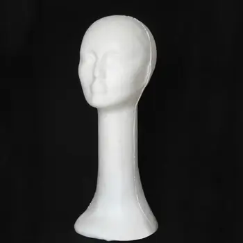 

Long Neck Women Female Mannequin Head Model Bubble Wig Hat Necklace Display