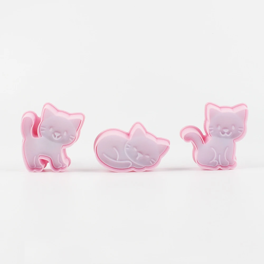 3 шт./компл. милый кот для приготовления печенья Fondant (сахарная) резец с