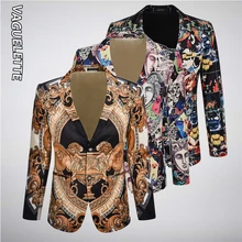 Vaguelette Velvet Luxury Printed Men Blazer Slim Fit Fashion Wedding Party Stage Clothing For Men Blazers Suit Dress Jackets 4XL Vaguelette Velvet Luxury Printed Men Blazer Slim Fit Fashion Wedding Party Stage Clothing For Men Blazers Suit Dress Jackets 4XL