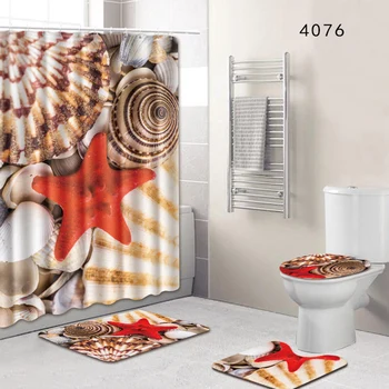 

NEW HOT SALES 8 Types Set Bathroom Non-Slip Pedestal Rug + Lid Toilet Cover + Bath Mat+Shower curtain