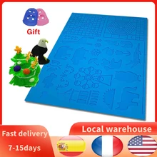 3D Printing Pen Mat with Basic Template Multi Purpose Soft Silicone Mat 3D Drawing Templates Copy Board with Finger Cap