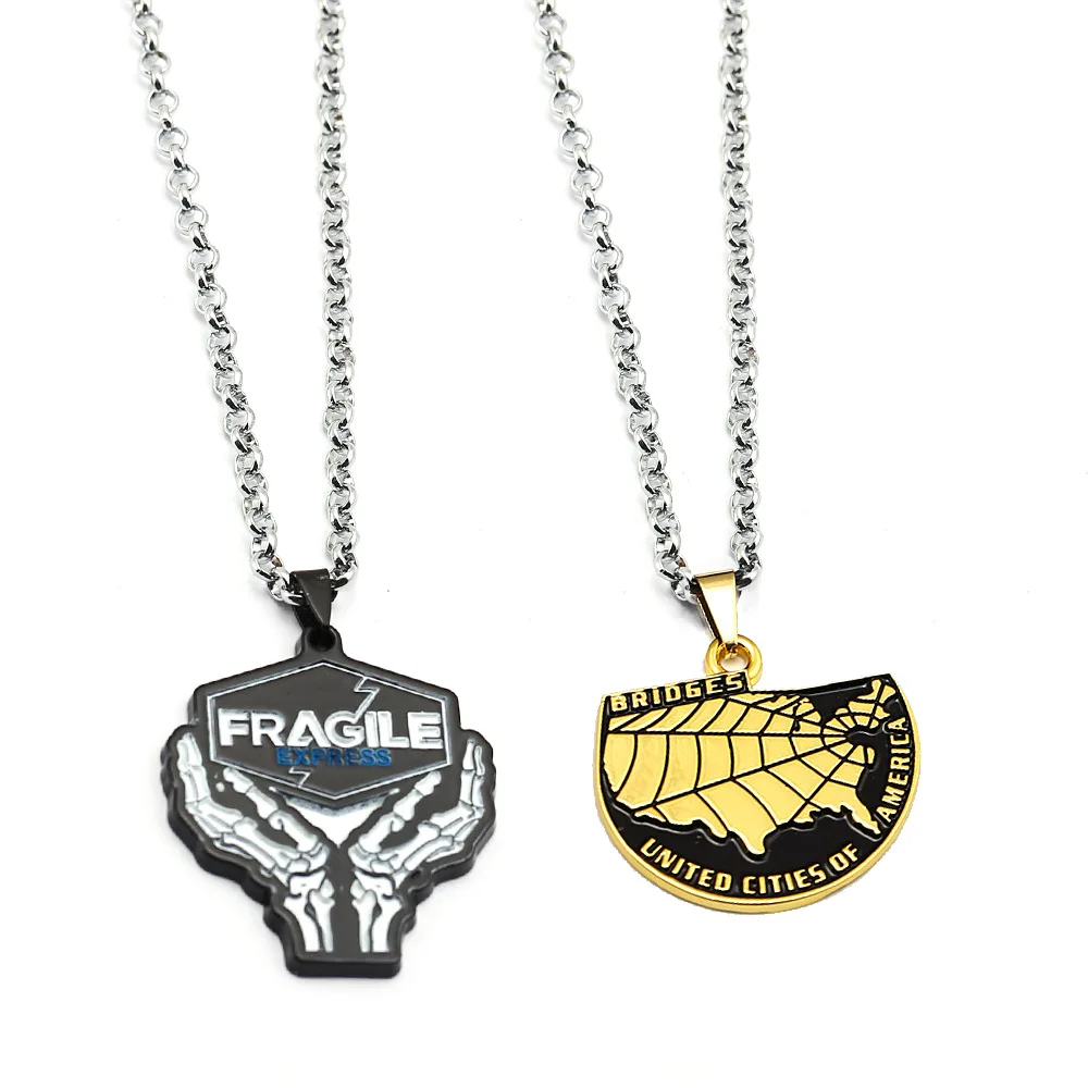 

Game Death Stranding Metal Map Necklace Rope Chain Alloy Pendant Men Chaveiro Fashion Jewelry Action Figure Cosplay Toys
