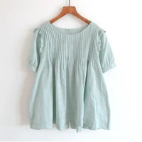 2020 New Summer Women Blouse Japan Style Mori Girl Back Buttons Loose O-Neck Short Sleeve Shirt Women Tops 1