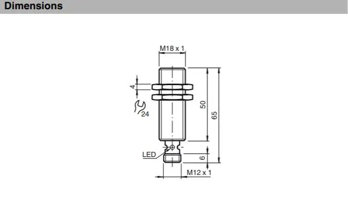 유도 근접 센서, M18, 282958 NJ5-18GM50-E2-V1, 5mm | PNP