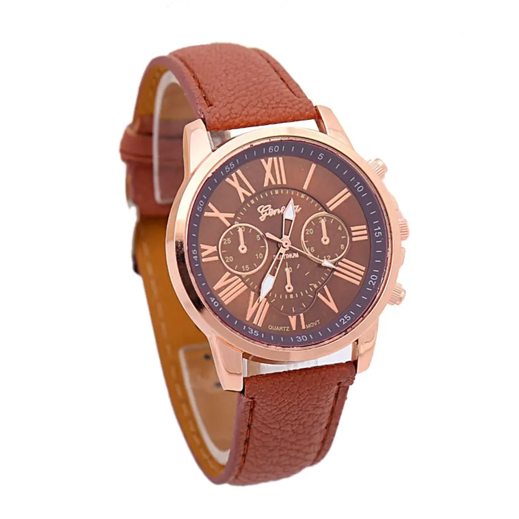 Fashion Brand Multi-function Analogue Round Big Dial Quartz Leather Strap Watch Wristwatch Coloful Strap - Цвет: 11