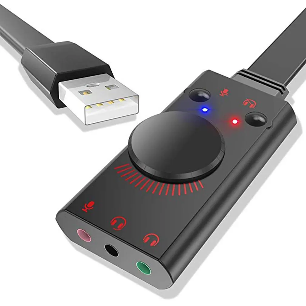 USB адаптер звуковой карты внешний аудио адаптер стерео звуковая карта конвертер 3,5 мм AUX Микрофон Разъем для игровой гарнитуры